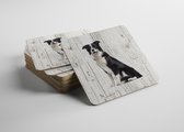Hond Border Collie | Houten Onderzetters 6 Stuks