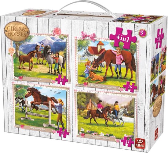 Paarden 4 in 1 Puzzel - Vier Kinderpuzzels in een Koffertje | bol.com