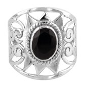 Jewelryz Gesa Edelsteen Ring | 925 sterling zilver met zwarte onyx | Maat 18