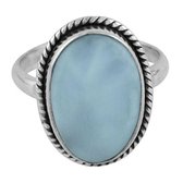 Jewelryz Charisse Edelsteen Ring | 925 sterling zilver met blauwe larimar | Maat 18.5