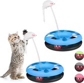 relaxdays 2x kattenspeelgoed muis - kattenspeeltje - speelgoed voor kat springveer - blauw