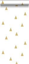 ESTAhome behang grafische driehoeken glanzend goud en wit - 138943 - 53 cm x 10.05 m