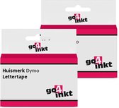 2x Go4inkt compatible met Dymo D1: 45803 19mm Zwart-Wit lettertape cassette