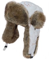 Russische bontmuts wit met nepbont en flappen voor dames - Faux fur pilotenmuts 57 cm