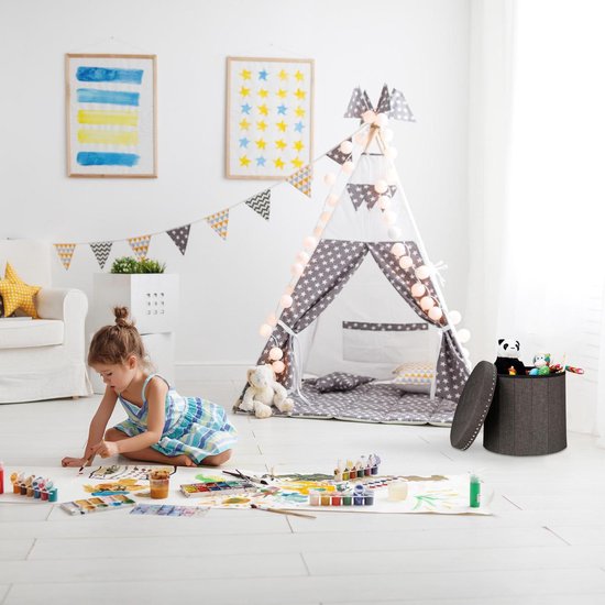 DuneDesign 3-in-1 bankkruk met opbergruimte en dienblad, 56 x 56 x 40 cm, vilt, bijzetkruk, voetenbank voor stoel, zitkist met opbergruimte, opvouwbare poef, opbergdoos met deksel, bank, kruk, grijs