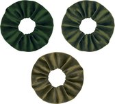 Jumalu scrunchie velvet haarwokkel haarelastiekjes - donkergroen, army green en groen - 3 stuks