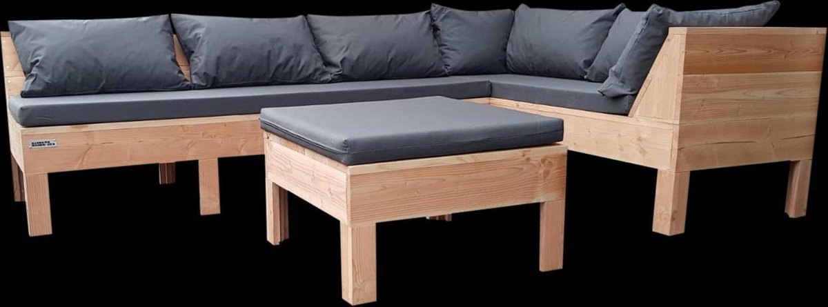 Wood4you - Loungeset 9 - Douglashout - Plofkussens - 200cm - 240cm (L-vorm)