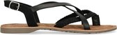 Manfield - Dames - Zwarte leren sandalen - Maat 40