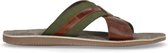 Manfield - Heren - Slippers met cognac band - Maat 42