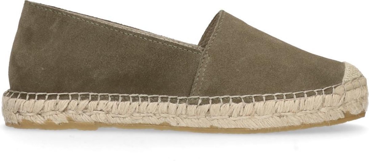 Manfield - Dames - Groene suède espadrilles - Maat 38