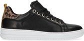 Manfield - Dames - Zwarte sneakers met panterprint details - Maat 37