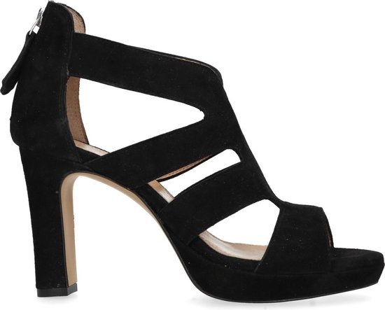 Manfield - Dames - Zwarte sandalen met hak - Maat 36 | bol