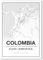 Poster/plattegrond COLOMBIA - 30x40cm