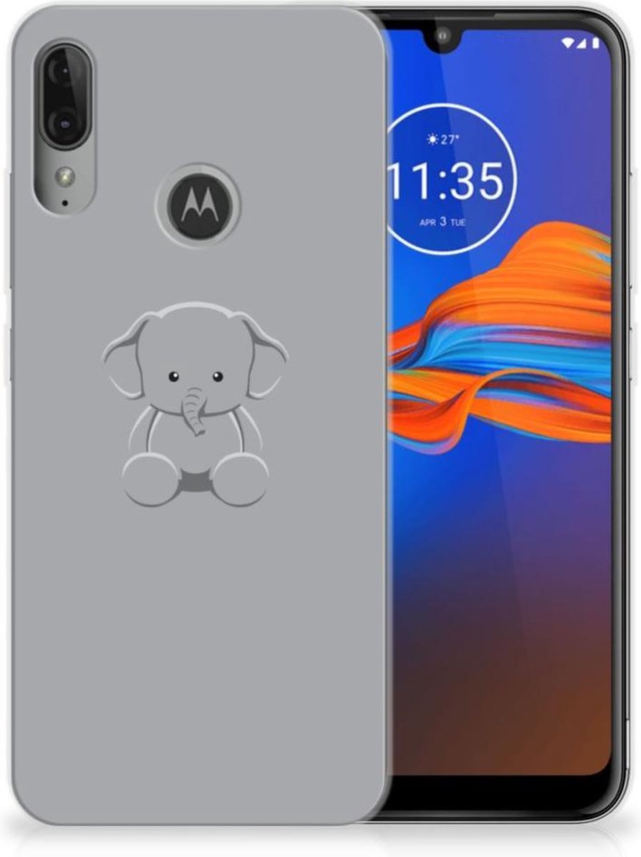 Motorola Moto E6 Plus Telefoonhoesje met Naam Grijs Baby Olifant