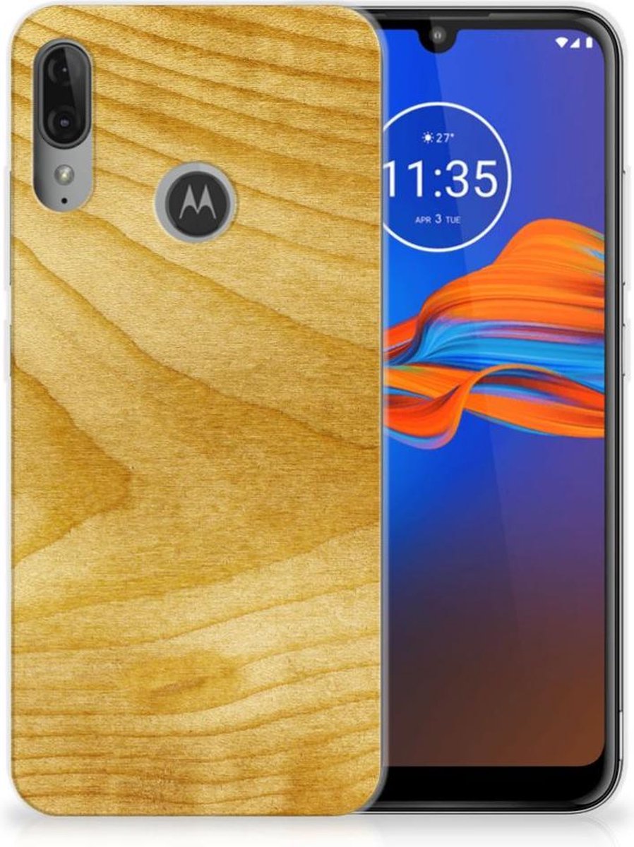 Motorola Moto E6 Plus Bumper Hoesje Licht Hout