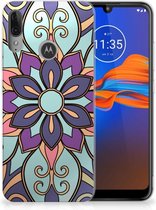 Back Case Motorola Moto E6 Plus TPU Siliconen Hoesje Purple Flower