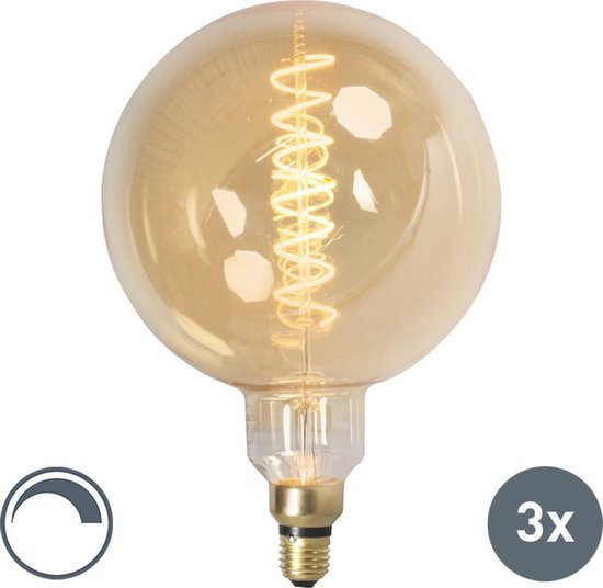 Calex Set van 3 E27 dimbare LED filamentlampen MEGA globe 2100 K | bol.com
