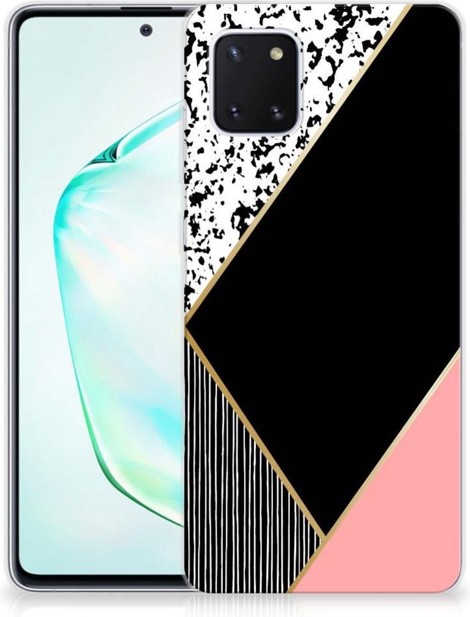 Samsung Galaxy Note 10 Lite TPU Hoesje Zwart Roze Vormen