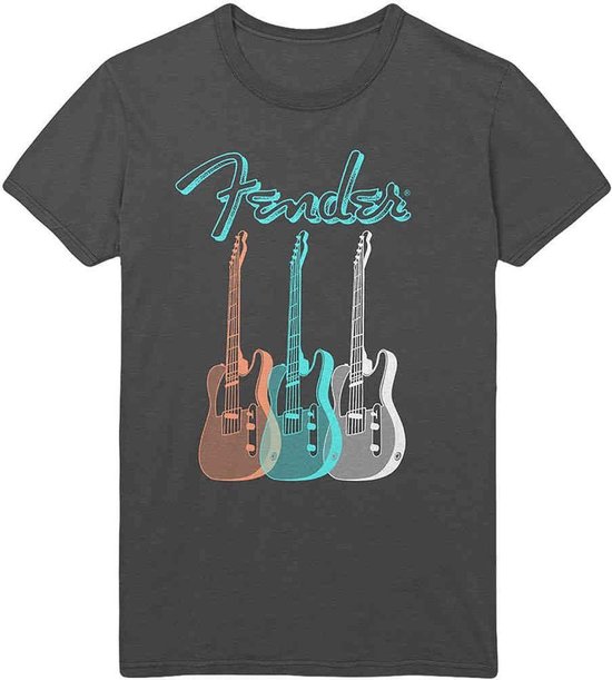 Frustrerend computer Actief Fender Heren Tshirt -XL- Triple Guitar Grijs | bol.com