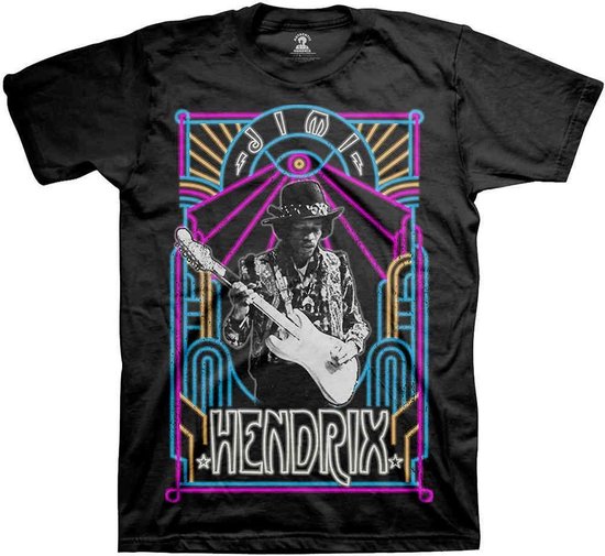 Jimi Hendrix - Electric Ladyland Neon Heren T-shirt - S - Zwart
