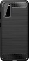 Shop4 - Samsung Galaxy S20 Hoesje - Zachte Back Case Brushed Carbon Zwart