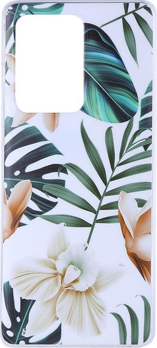 Shop4 - Samsung Galaxy S20 Ultra Hoesje - Zachte Back Case Bloemen en Bladeren