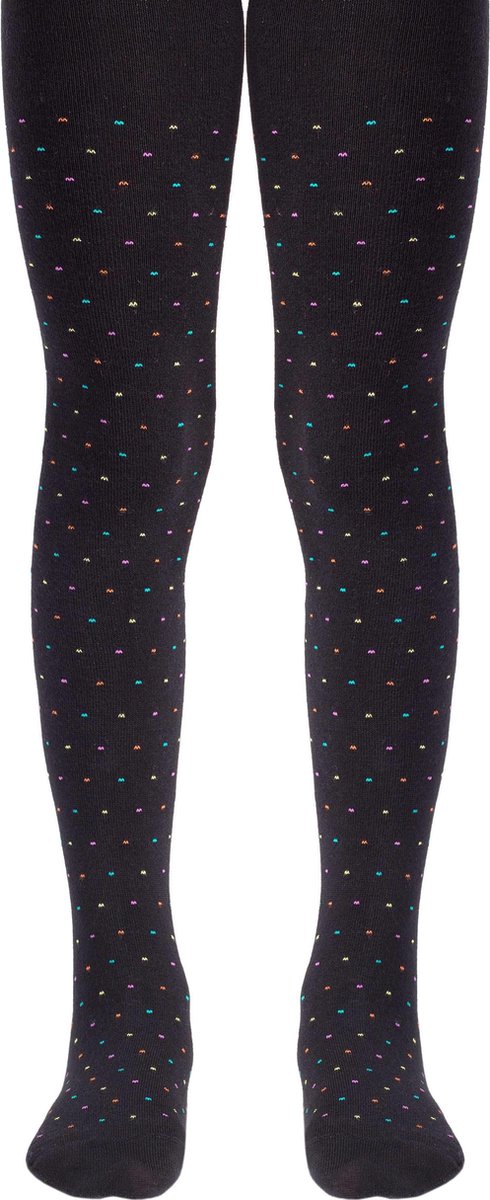 Trendy kindermaillot regenboog puntjes, maat 128-134 (20), zwart.