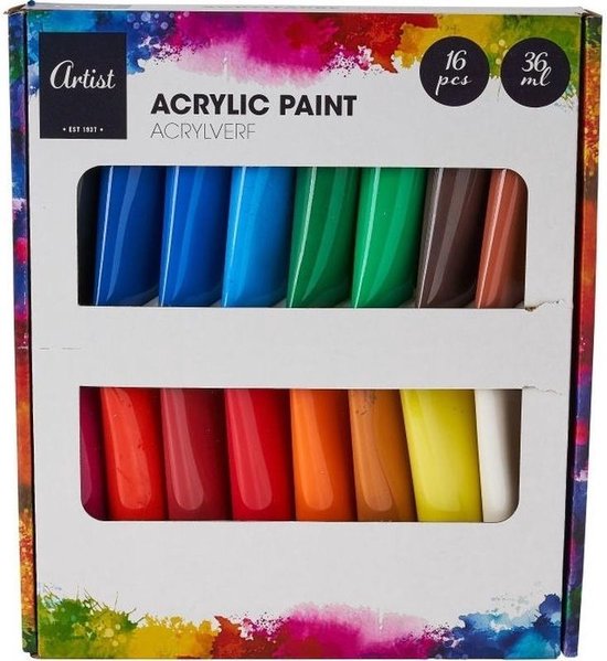 pijnlijk Teleurgesteld kans bol.com | Acrylverf tubes in 16 kleuren 36 ml - Hobby/knutselmateriaal -  Schilderij maken - Verf...
