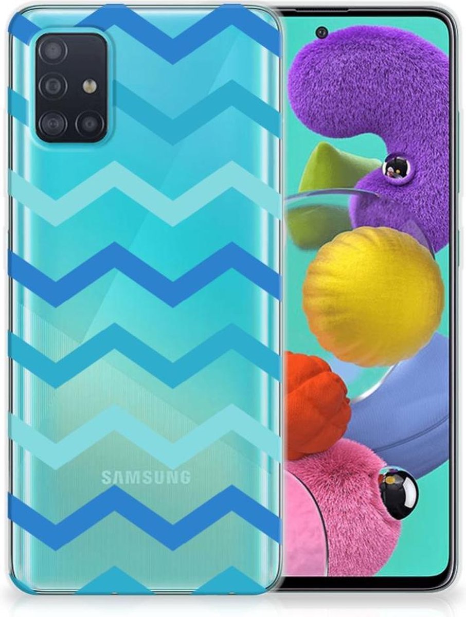 Samsung Galaxy A51 TPU bumper Zigzag Blauw