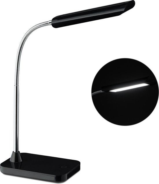zelf passend domein relaxdays bureaulamp led - tafellamp touch - dimmer - leeslamp - flexibel -  zwart | bol.com