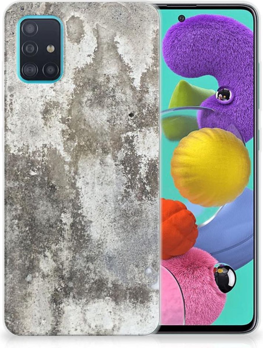 Back Cover voor Samsung Galaxy A51 TPU Siliconen Hoesje Beton Print