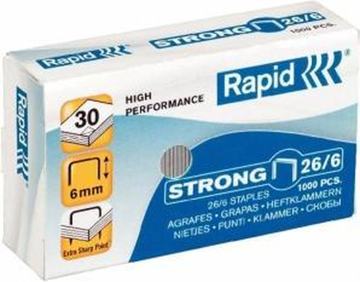 Rapid nietjes gegalvaniseerd 26 6 strong 1000 stuks
