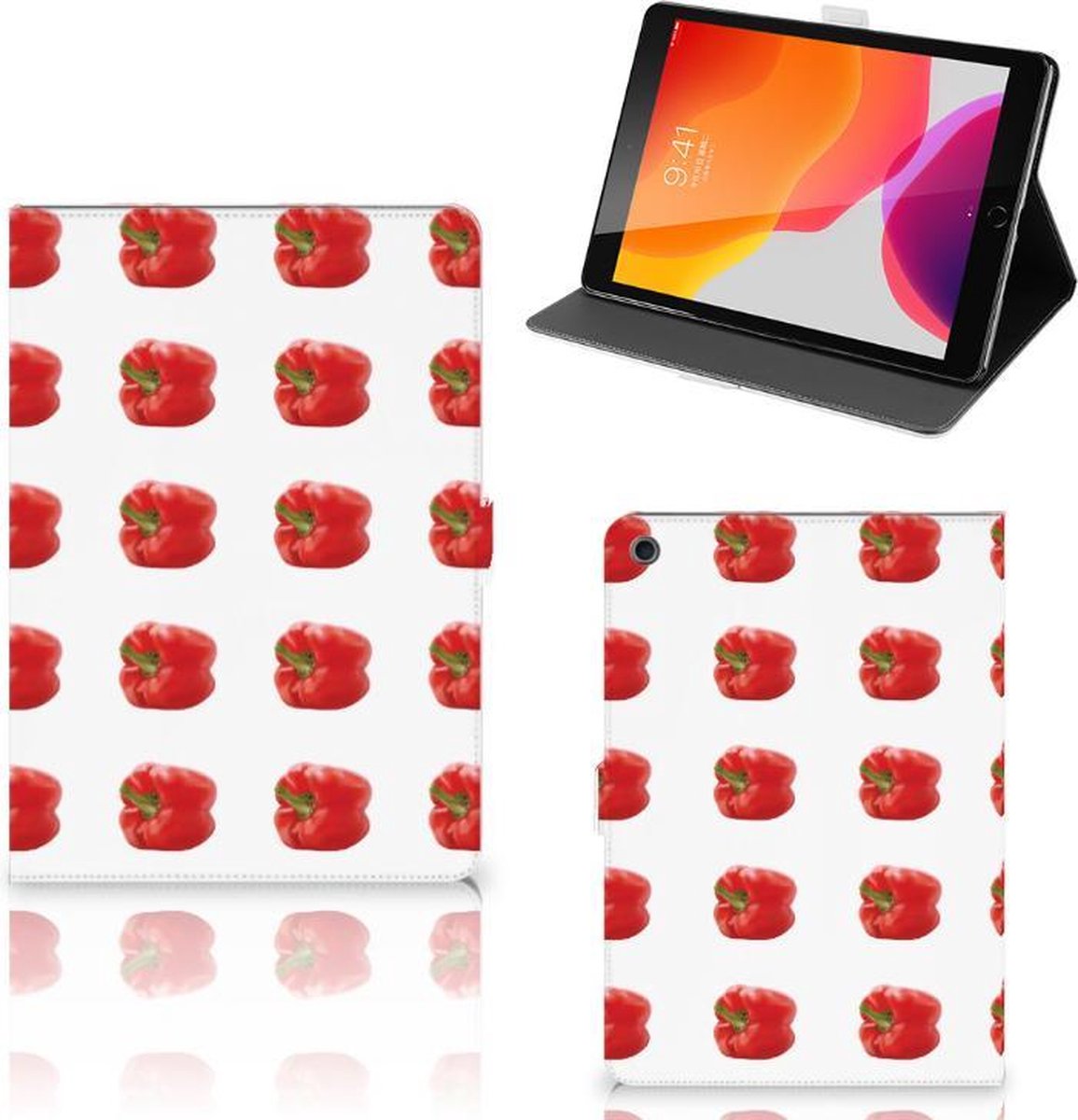 Book Case voor iPad 10.2 2019 | iPad 10.2 2020 | 10.2 2021 Tablet Stand Case Paprika Red