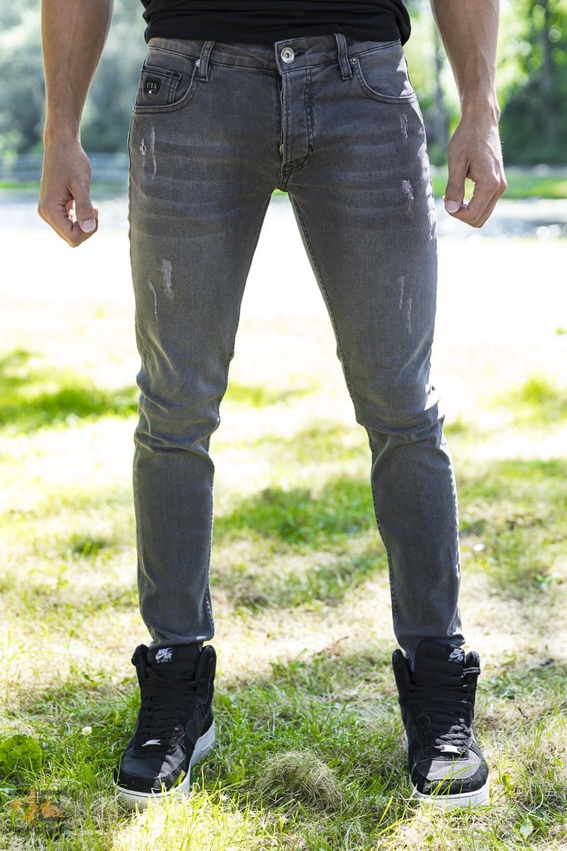 Lightly Scratched Jeans Donker Grijs