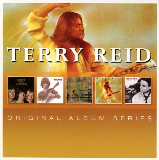 Terry Reid Original Album Series cd-box met vijf albumhoezen tegen een gouden achtergrond van een gitarist.