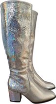 Disco laarzen - retro laarzen – Zilver 38 - Hologram - Elastiek bij kuit