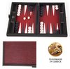 Afbeelding van het spelletje Leatherette Burgundy Red Pink Backgammon - 30x20cm - Dark Grey & Ice White  Top Kwaliteit