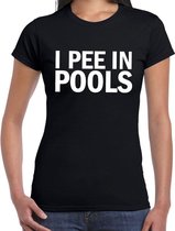I pee in pools fun tekst t-shirt zwart voor dames L