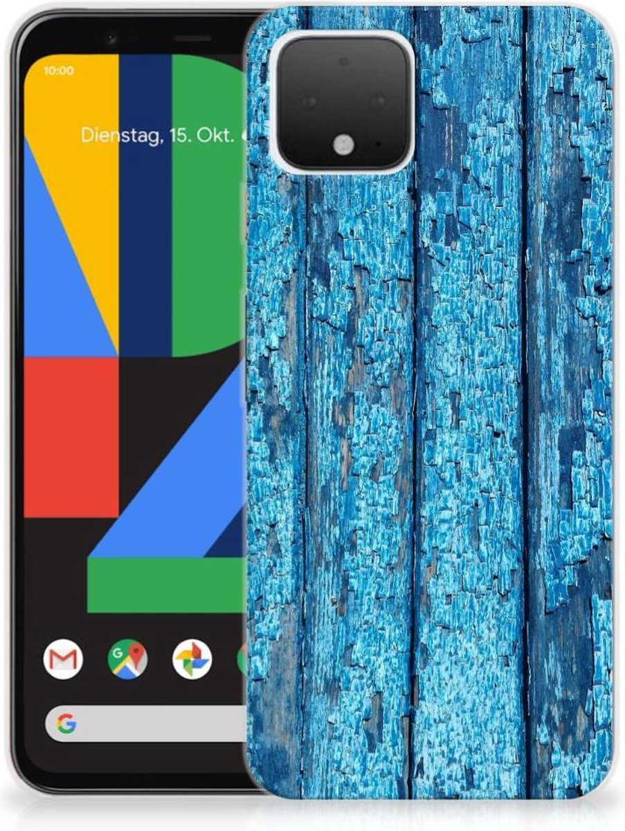 Back Cover voor Google Pixel 4 Bumper Hoesje Wood Blue