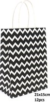 Dielay - Cadeautas - Giftbag Papier - Set van 12 Stuks - 21x15 cm - Zigzag