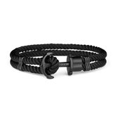 Paul Hewitt Anchor Bracelet - PH-PH-N-B-B-XXL - Armband - Nylon - Zwart - 21cm