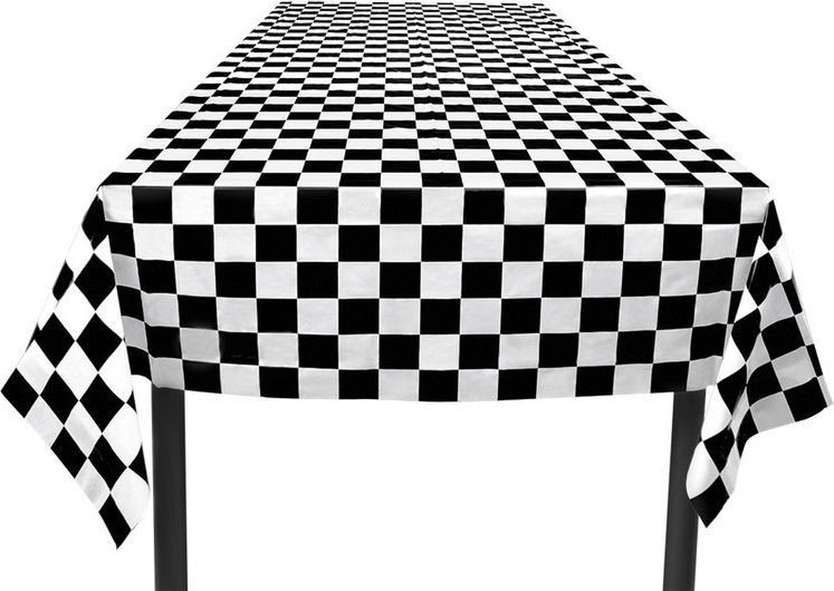 Finish tafelkleed - zwart/wit geblokt - x 180 cm - F1 | bol.com