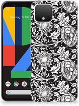 Back Cover Google Pixel 4 TPU Siliconen Hoesje Black Flowers