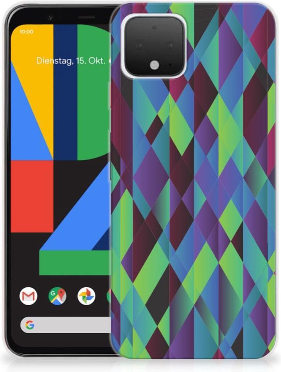 Google Pixel 4 TPU Hoesje Abstract Green Blue
