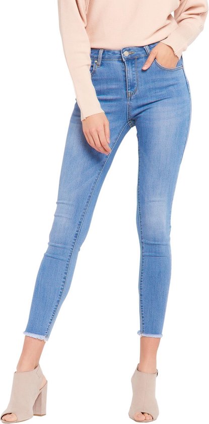LOLALIZA Skinny jeans met franje zoom - Licht Blauw - Maat 34 | bol.com