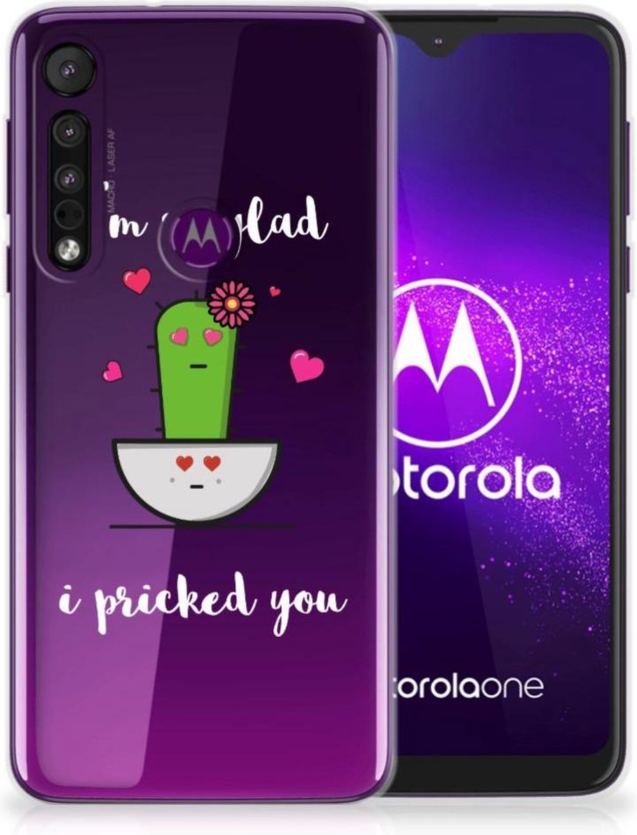 Motorola One Macro Telefoonhoesje met Naam Cactus Glad