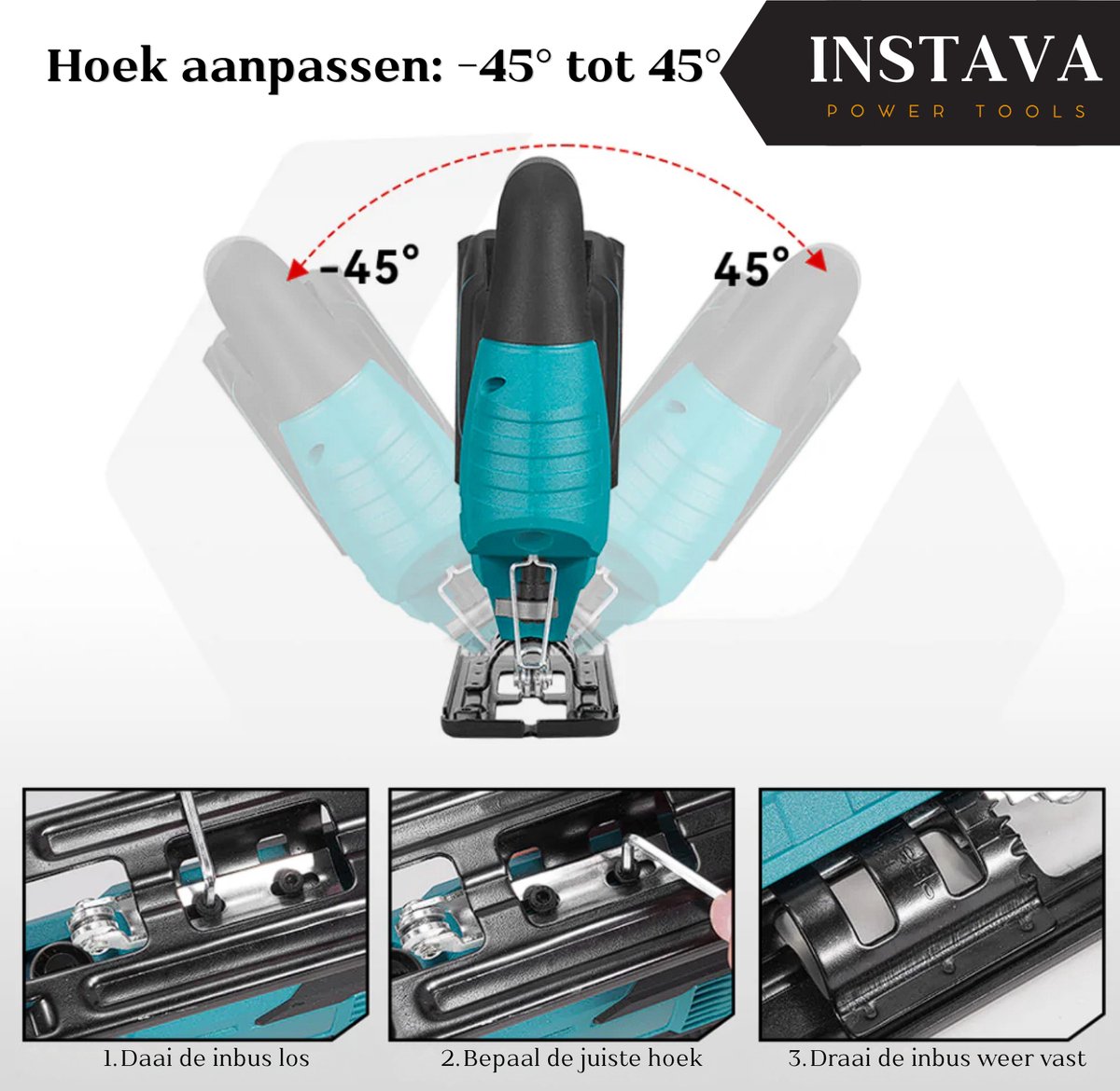 Instava® Decoupeerzaag Accu 18V – Incl. 2 Accu’s – Met Laser & LED – Decoupeerzaag Set – Geschikt voor Makita LXT – Incl. Zaagbladen – Draadloos – foto 7
