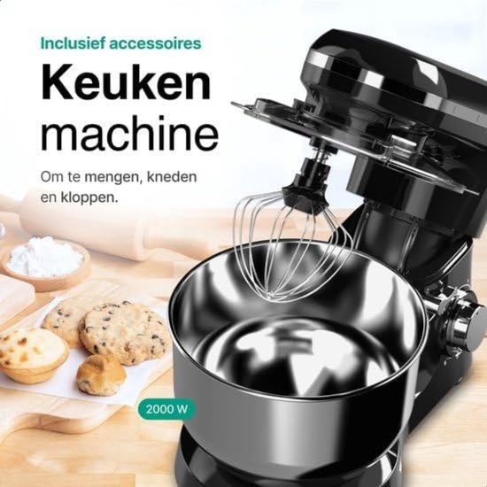 Aura® Mixer met mengkom - Mixer - Mixer met mengkom keukenmachine -Zwart - 39 cm x 34 cm x 22 cm van Aura — afbeelding 4