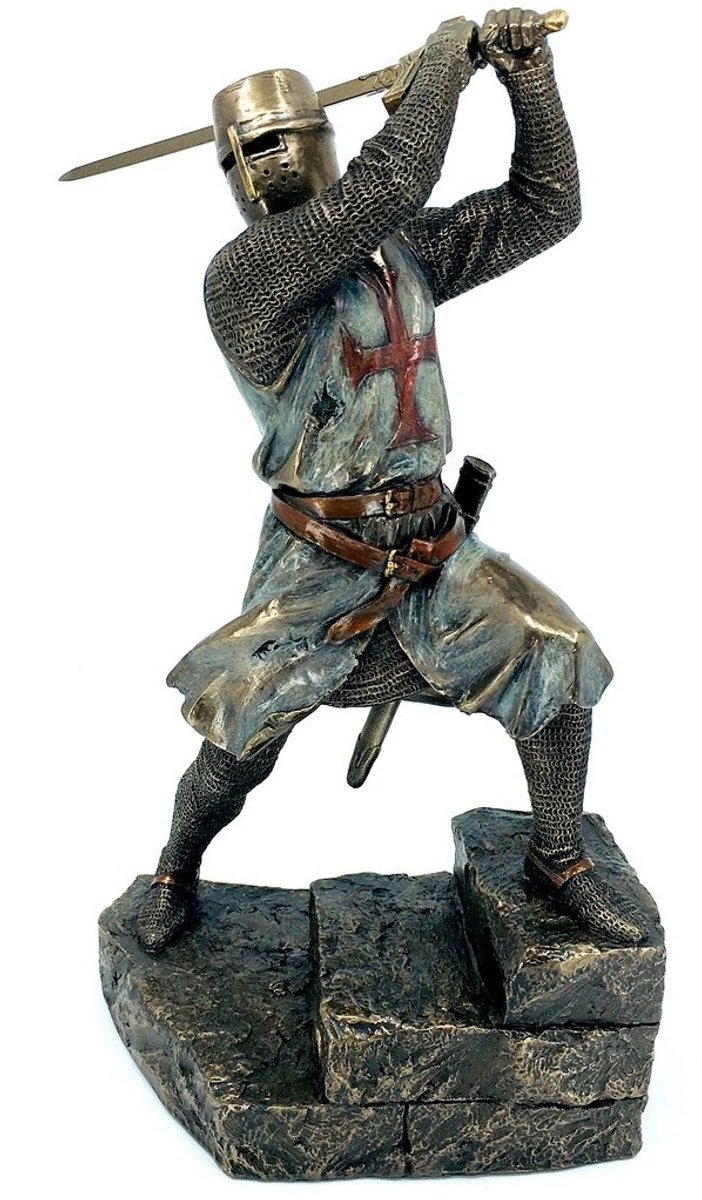 Veronese Design Beeld/figuur - Tempelier Kruisvaarder met Zwaard - (hxbxd) ca. 29,2cm x 17,8cm x 14,8cm
