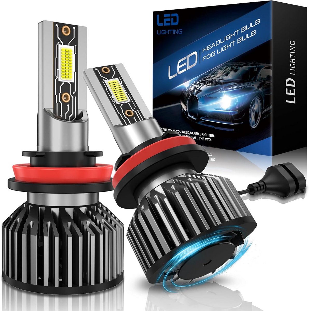 Krachtige LED Koplamp Set H11 H8 H9 - 60W 16000LM Wit Licht - Directe Halogeen Vervanging (2 Stuks)